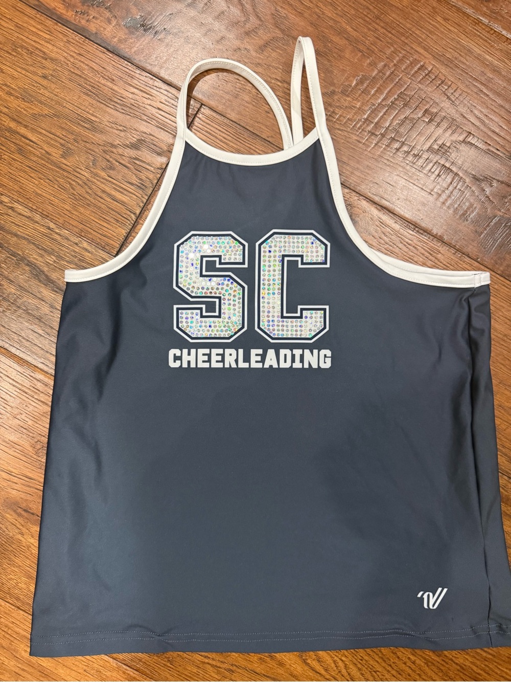 Varsity Women's Navy Blue Cheerleading Tankini Top with White Trim